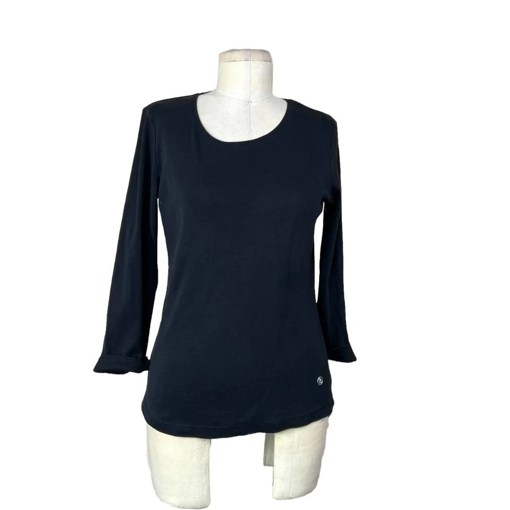 Bogner 3/4 Sleeve Black‎ Cotton Tee T-Shirt Size US 6